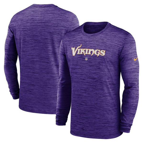 Men's Minnesota Vikings Purple Sideline Team Velocity Performance Long Sleeve T-Shirt